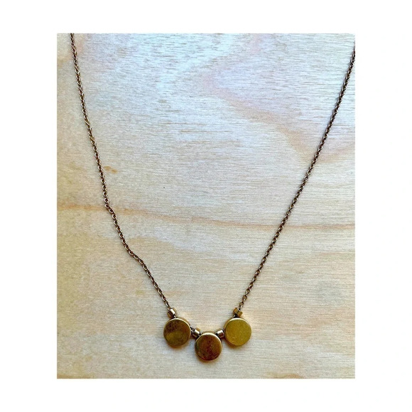 J. Crew Jewelry - J. Crew Hammered Metal Pendant Necklace, Antique Gold Tone